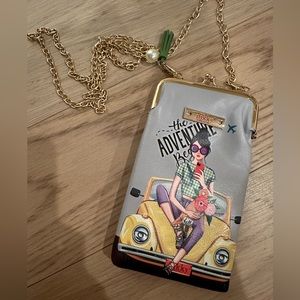 Nikky Kisslock phone purse sunglasses case.